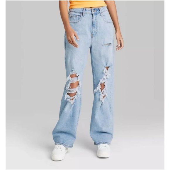 wild fable Denim - Wild Fable Women's Super-High Rise Baggy Jeans Light Wash Size 8
